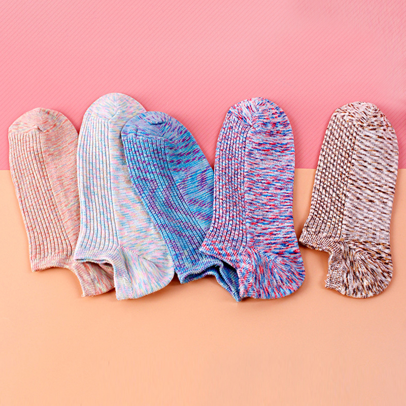 

5pairs Ribbed Ankle Socks, Multicolor