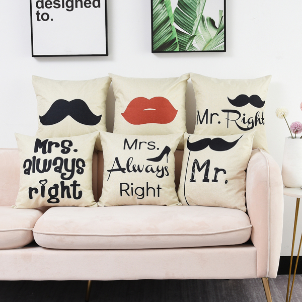 

1pc Couple Print Cushion Cover Without Filler, Multicolor