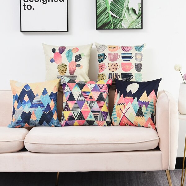 

1pc Geometric Pattern Cushion Cover Without Filler, Multicolor