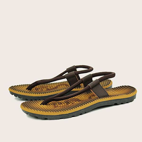 

Men Dragon Pattern Toe Post Slingback Sandals, Brown