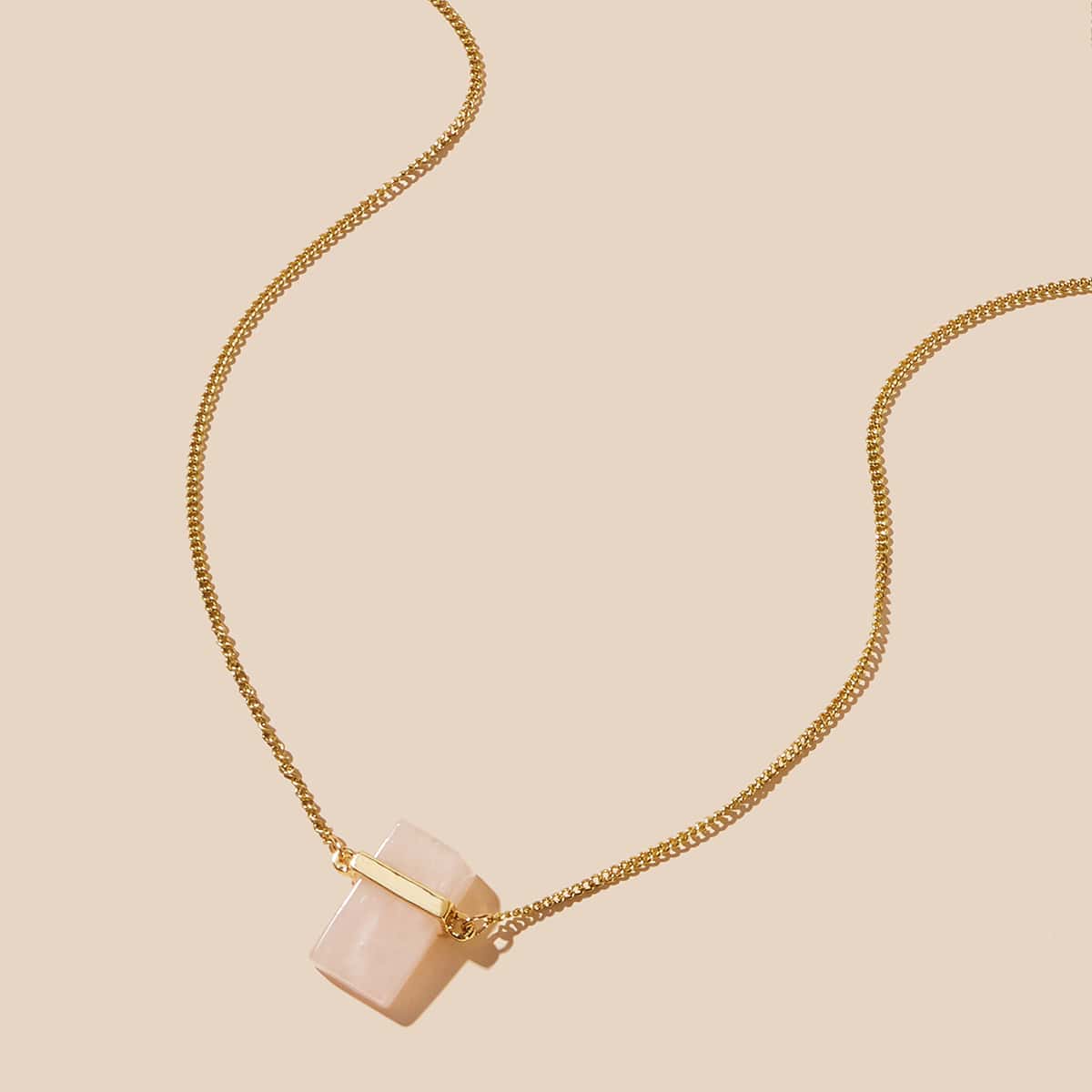 

1pc Stone Charm Necklace, Gold