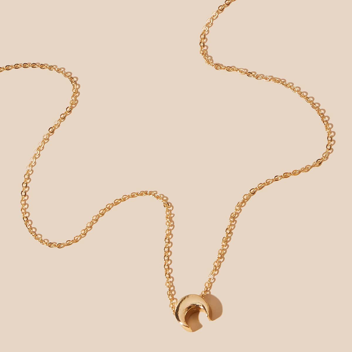 

1pc Moon Chain Necklace, Gold