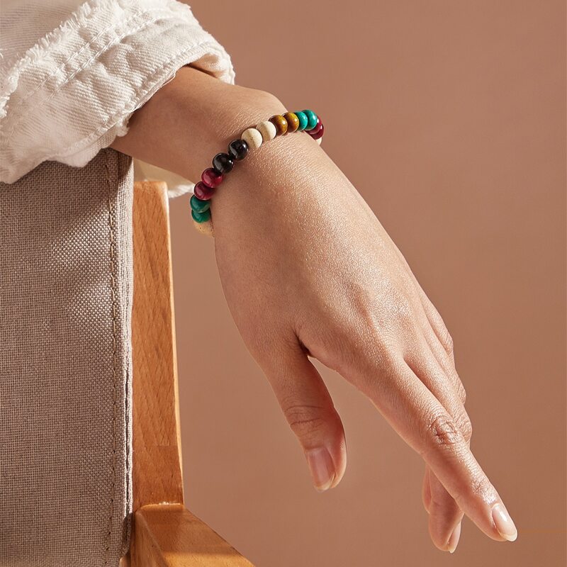 

1pc Colorful Beaded Bracelet, Multicolor