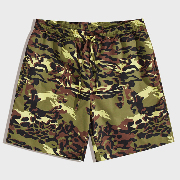 

Men Drawstring Waist Camo Shorts, Multicolor