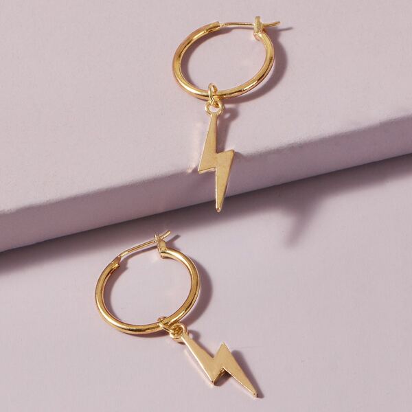 

1pair Lightning Design Drop Earrings, Gold