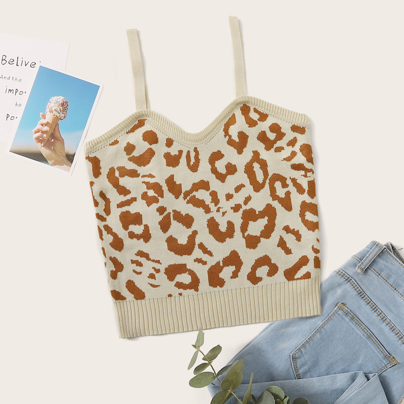 

Leopard Print Cami Knit Top, Multicolor