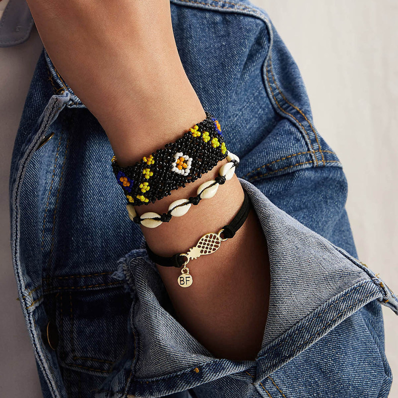 

3pcs Pineapple & Shell Decor Bracelet, Multicolor