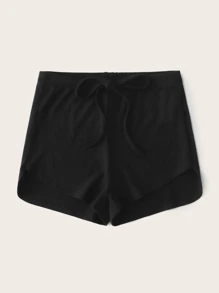 Muchica Shorts tejidos de canalé con cordón delantero - Negro - Ver 6