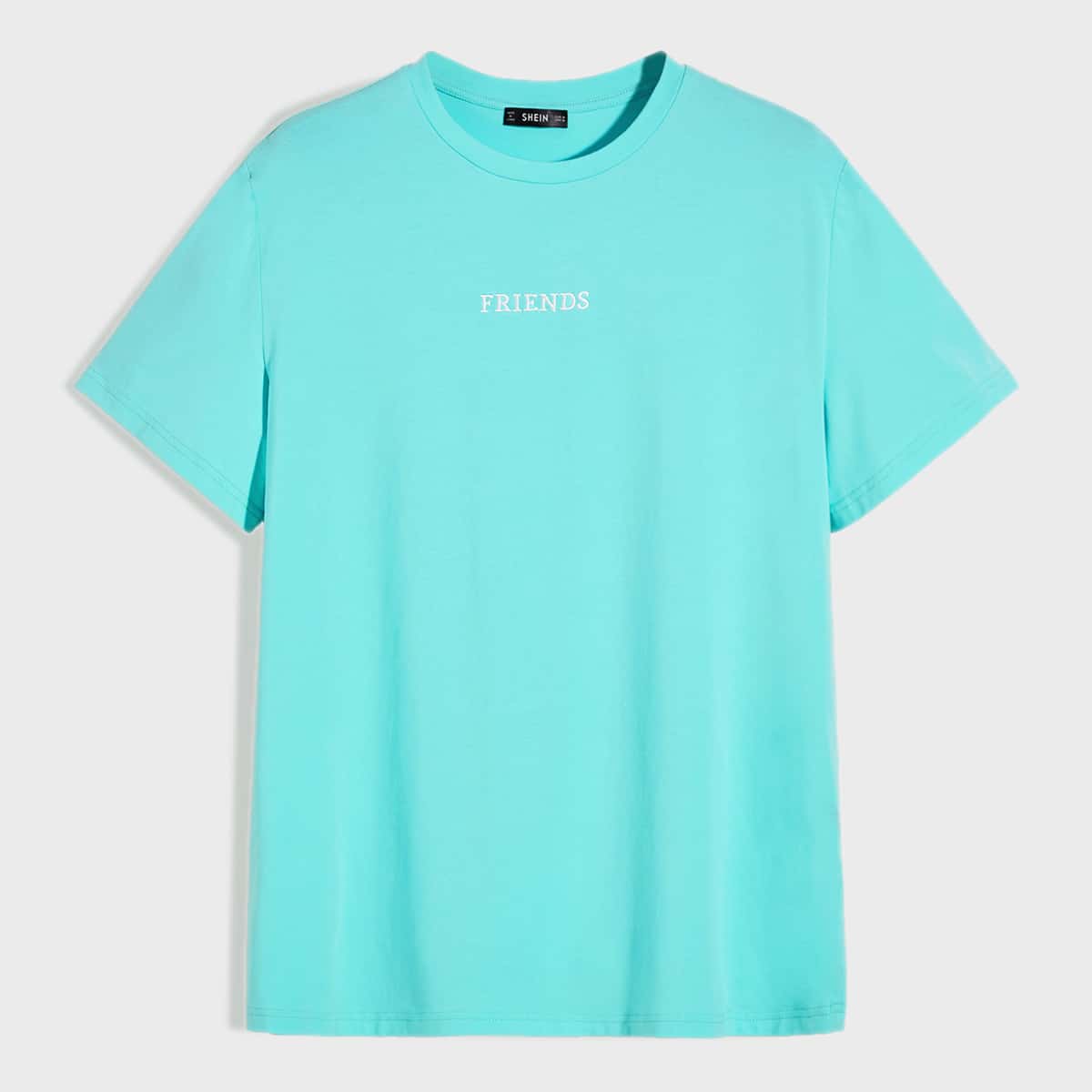 

Guys Embroidered Letter Detail Tee, Blue bright