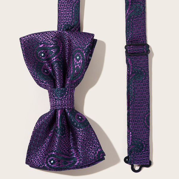 

Men Paisley Pattern Bow Tie, Purple