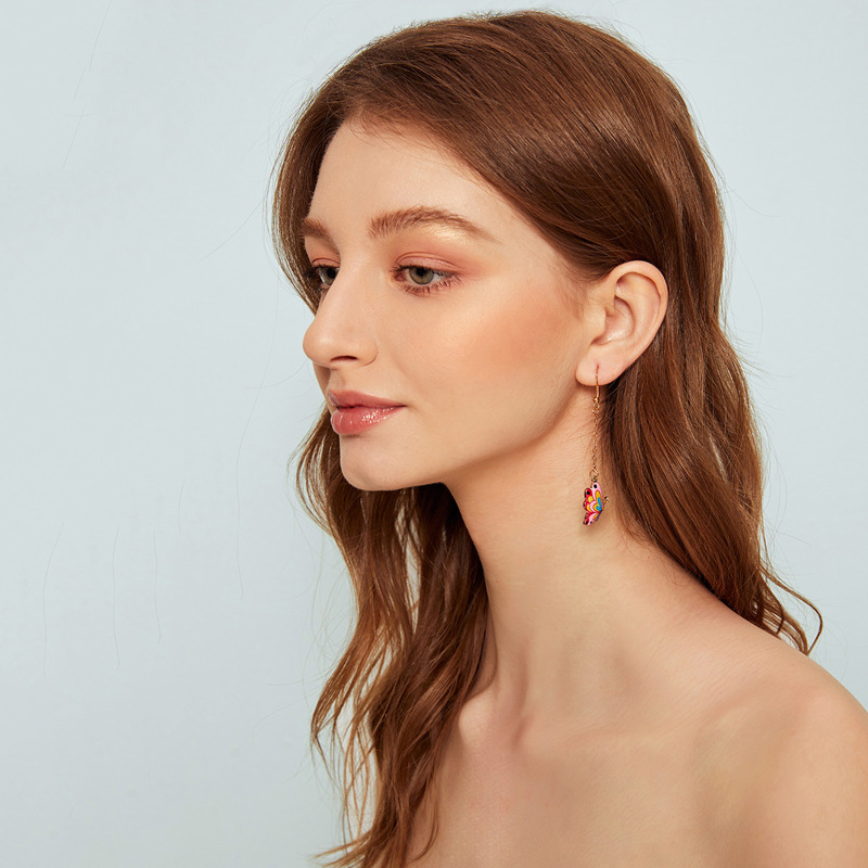 

1pair Butterfly Chain Drop Earrings, Multicolor