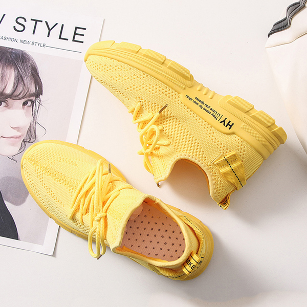 

Lace-up Front Wide Fit Sneakers, Yellow