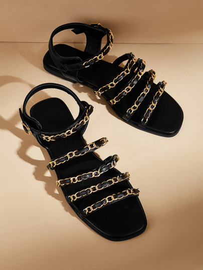 Chain Decor Strappy Sandals