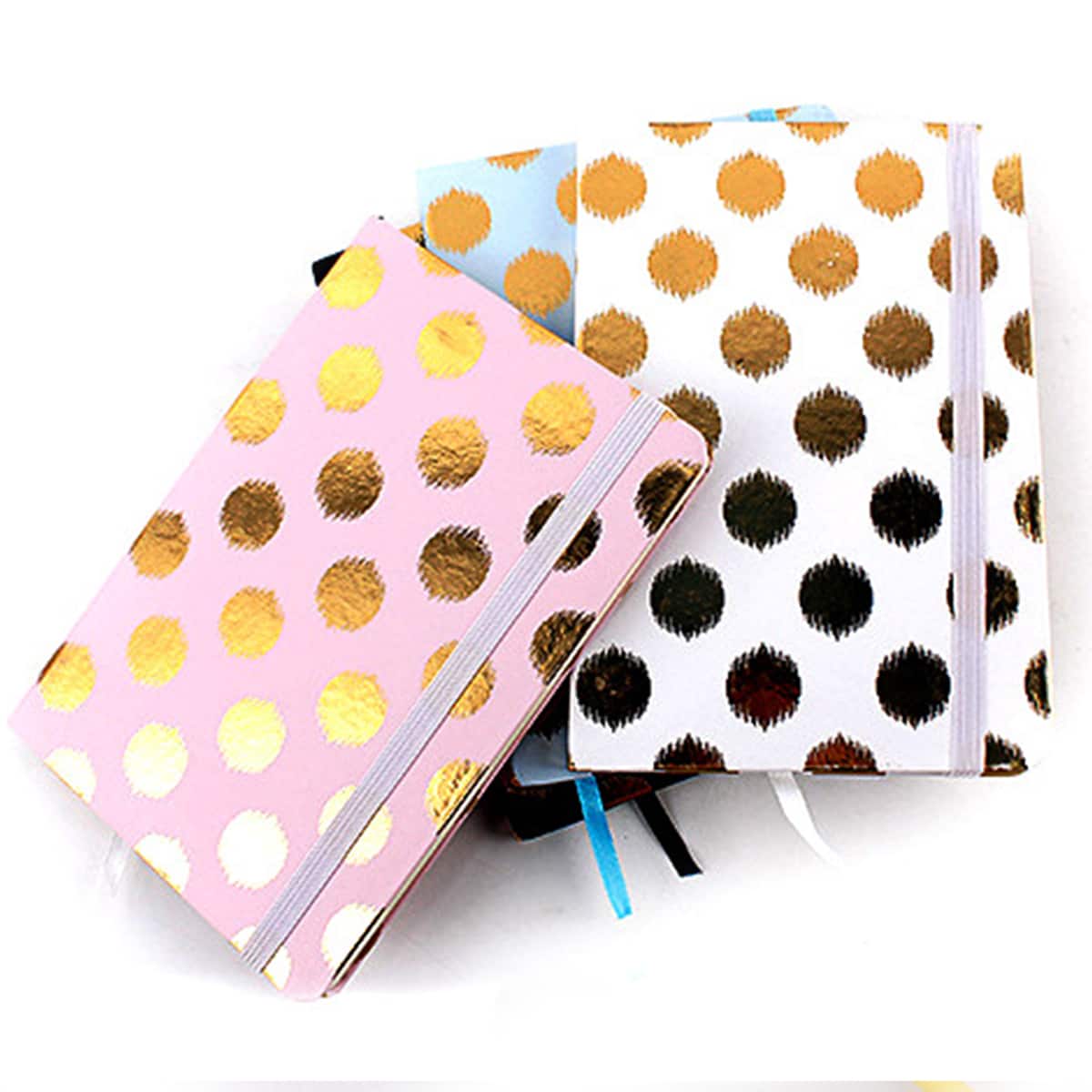 

1pc Random Polka Dot Hot Stamping Cover Notebook
