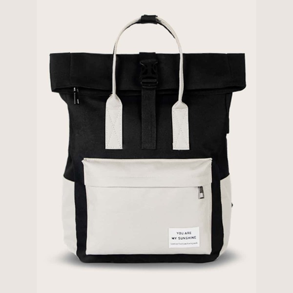 

Pocket Front Two Tone Backpack, Black