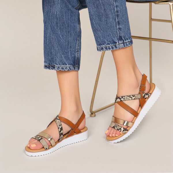 

Cheetah Multi Strap Flatform Gladiator Sandals, Multicolor