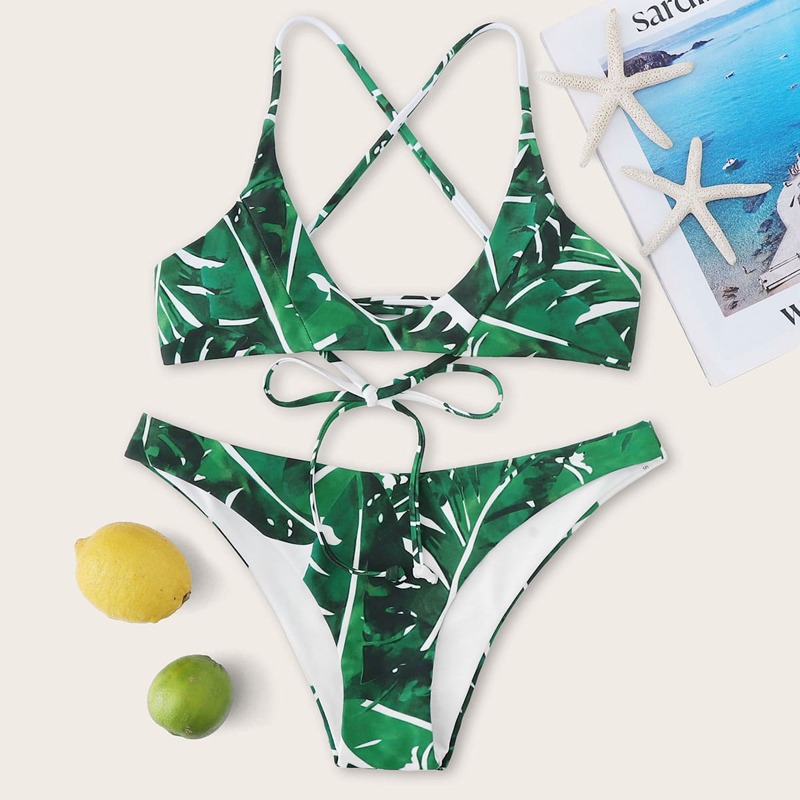 

Tropical Cheeky Bikini Swimsuit, Green