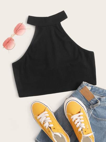 Top corto halter unicolor