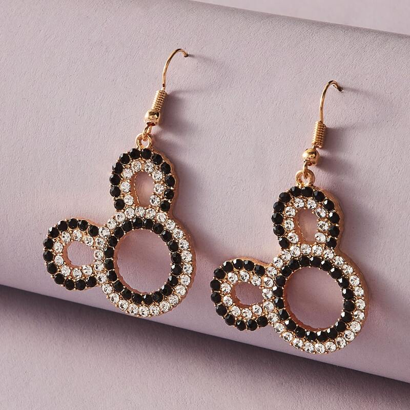 

1pair Rhinestone Engraved Drop Earrings, Multicolor