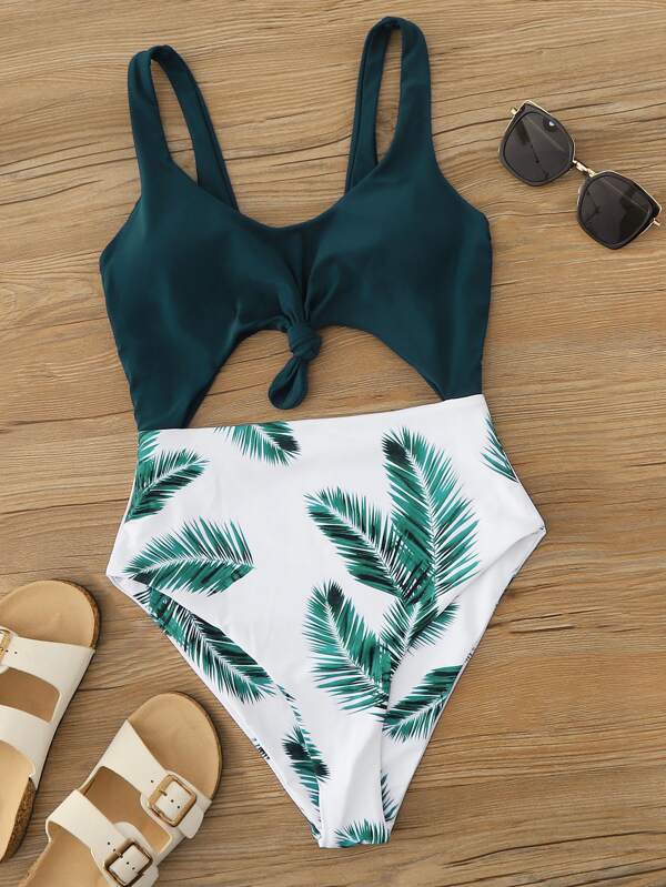 knot cut out swimsuit