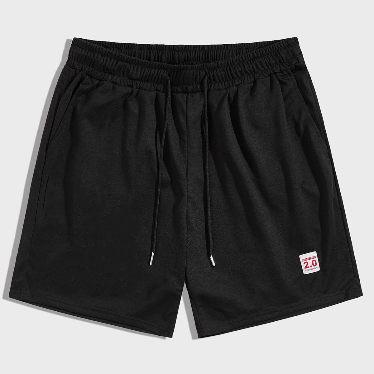 

Guys Letter Graphic Drawstring Shorts 7'', Black