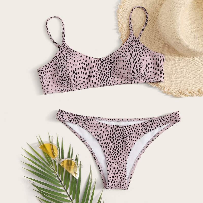 

Dalmatian Print Cheeky Bikini Swimsuit, Multicolor
