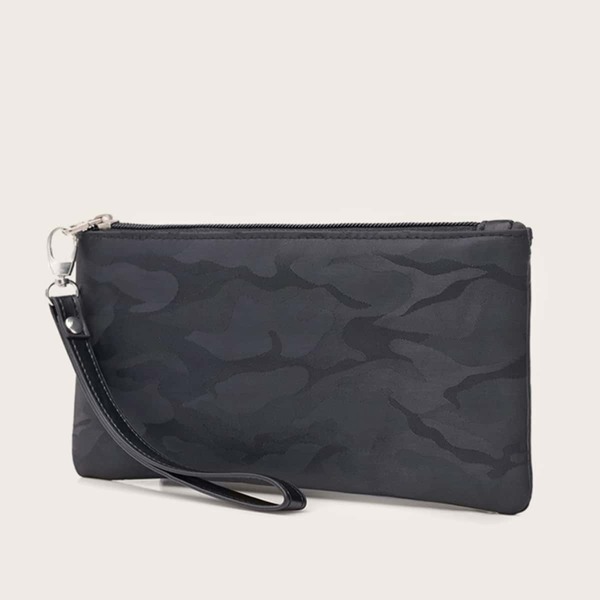 

Men Camouflage Print Purse With Wristlet, Black