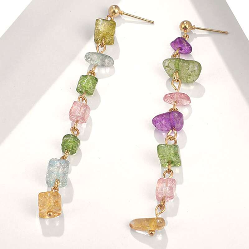 

1pair Stone Decor Drop Earrings, Multicolor