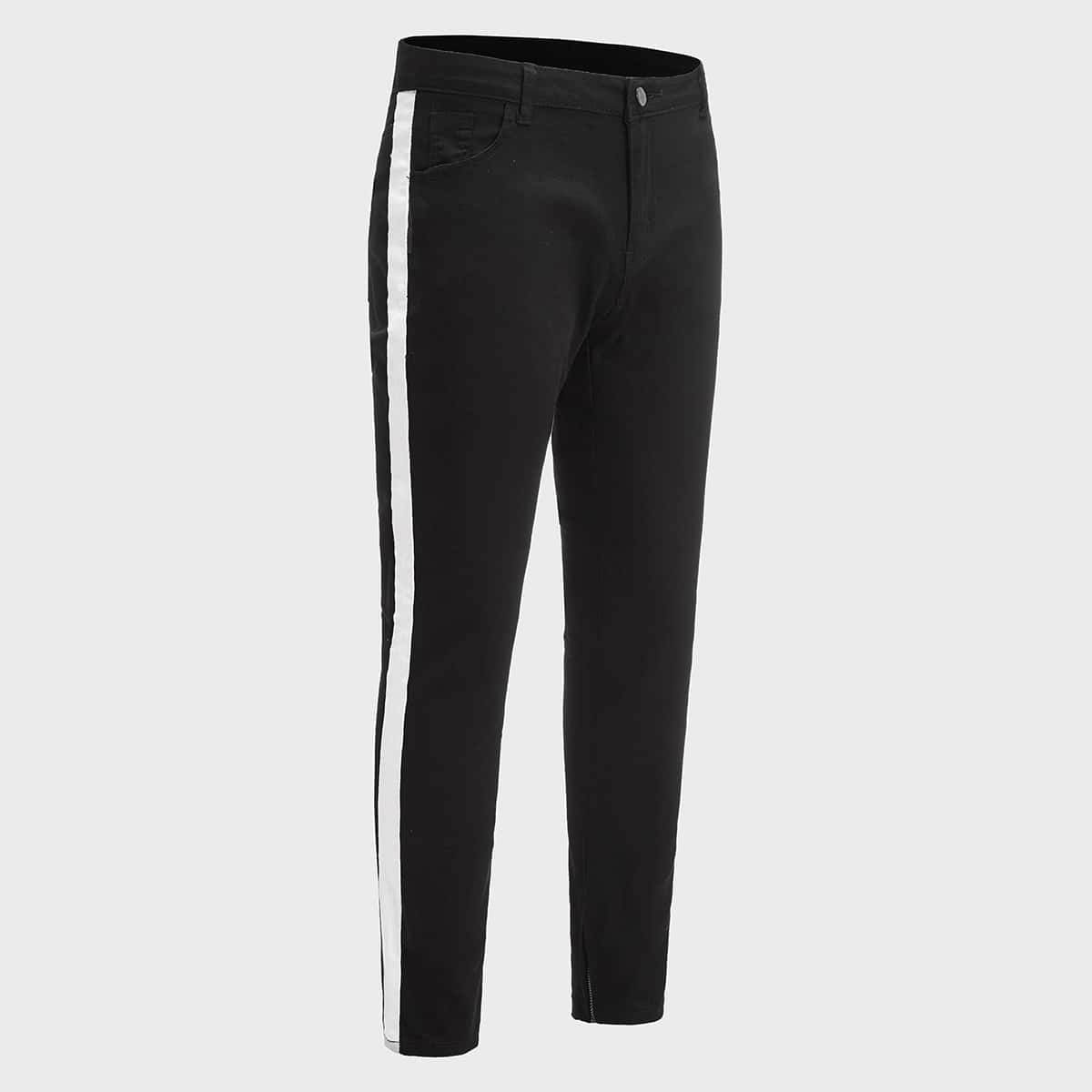 

Guys Contrast Stripe Side Black Jeans