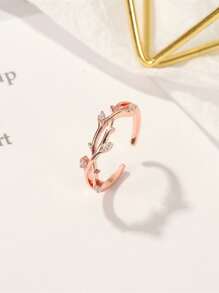 1 vòng rhinestone chạm khắc thiết kế chi nhánh vòng Cuff - Vàng - Xem 1