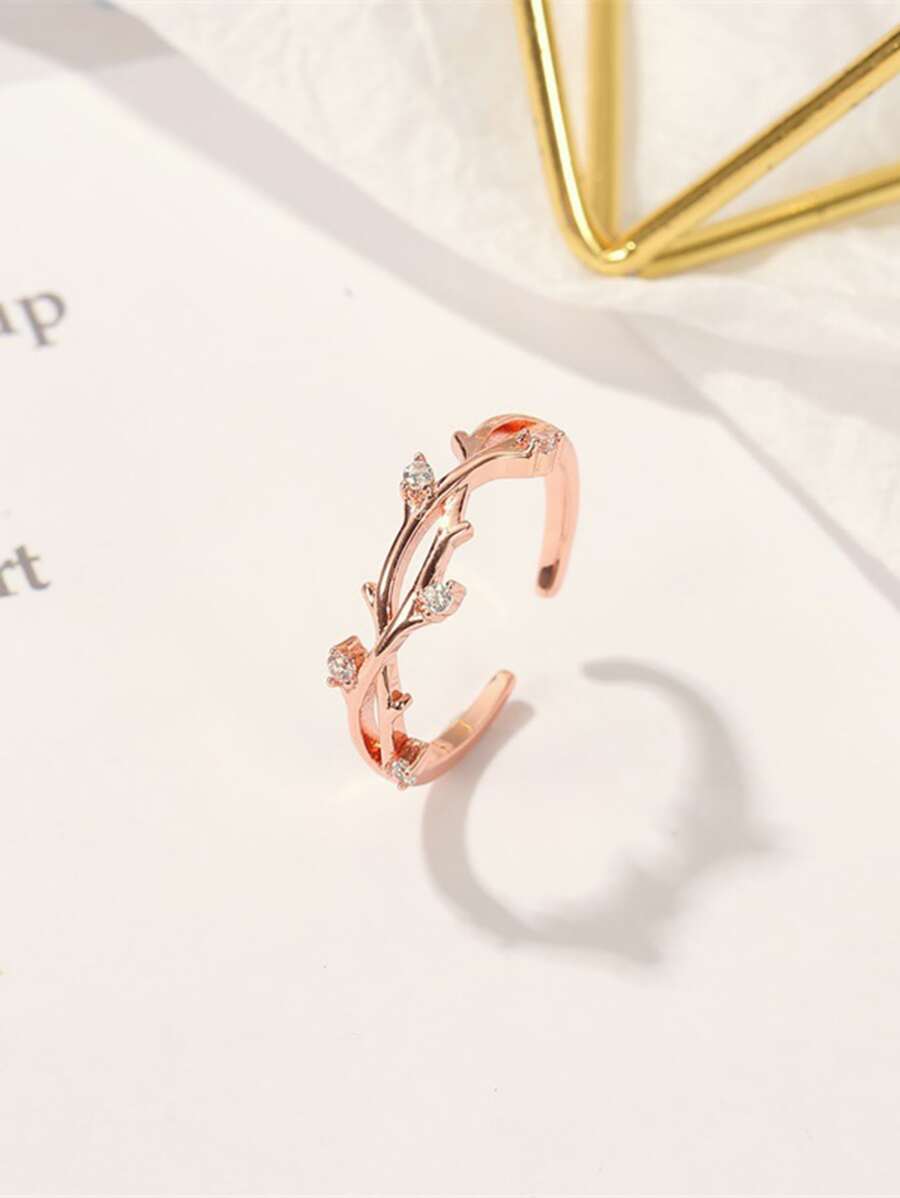 1 vòng rhinestone chạm khắc thiết kế chi nhánh vòng Cuff - Vàng - Xem 1