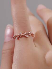 1 vòng rhinestone chạm khắc thiết kế chi nhánh vòng Cuff - Vàng - Xem 2