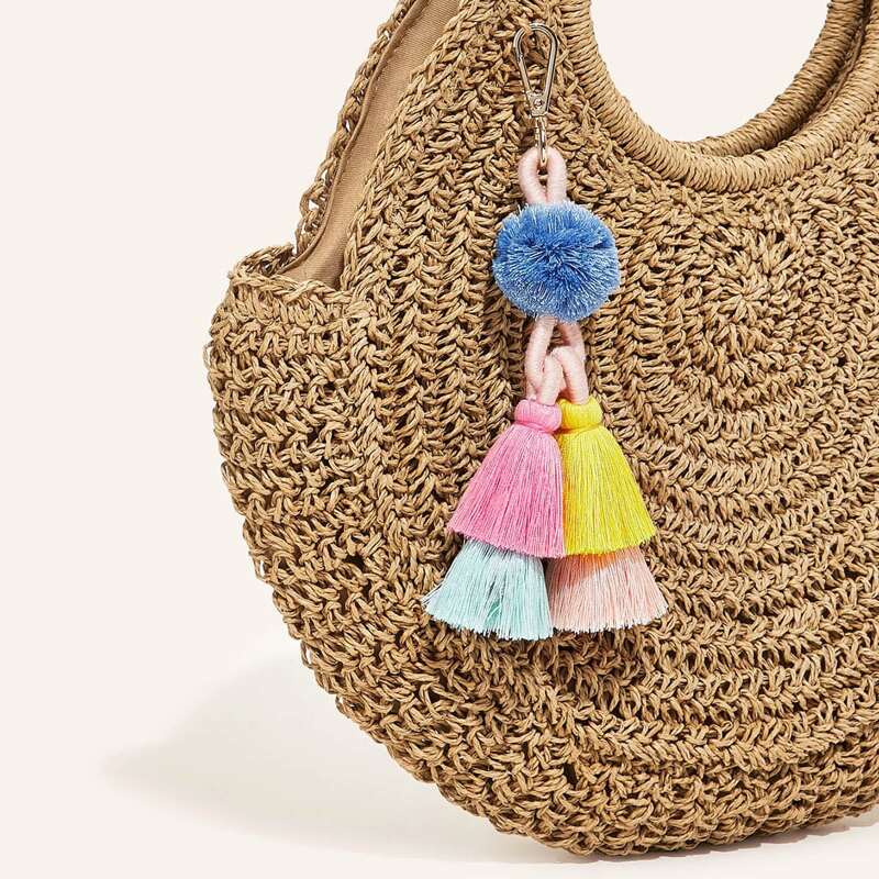 

Colorblock Tassel Charm Bag Accessory, Multicolor