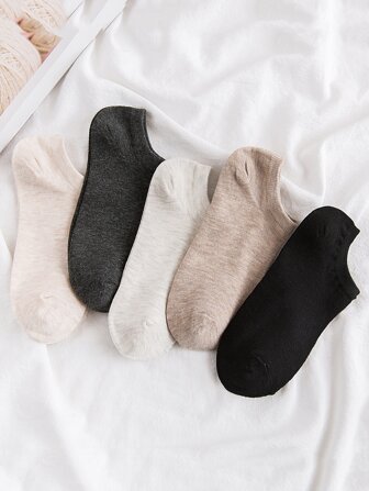 5pairs Multicolored Solid Ankle Socks