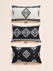 Bộ 1 Vỏ Gối Thắt Lưng Họa Tiết Hình Học, Không Ruột, Vỏ Gối Kiểu Dáng Hiện Đại, Không Ruột, Dùng Cho Ghế Sofa, Phòng Khách - Đen và trắng - Xem 4