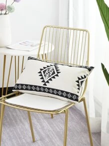 Bộ 1 Vỏ Gối Thắt Lưng Họa Tiết Hình Học, Không Ruột, Vỏ Gối Kiểu Dáng Hiện Đại, Không Ruột, Dùng Cho Ghế Sofa, Phòng Khách - Đen và trắng - Xem 5