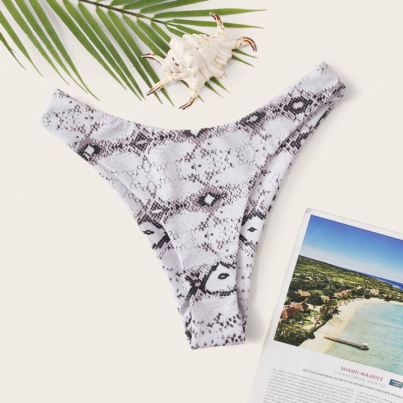 

Snakeskin Cheeky Bikini Bottom, Multicolor