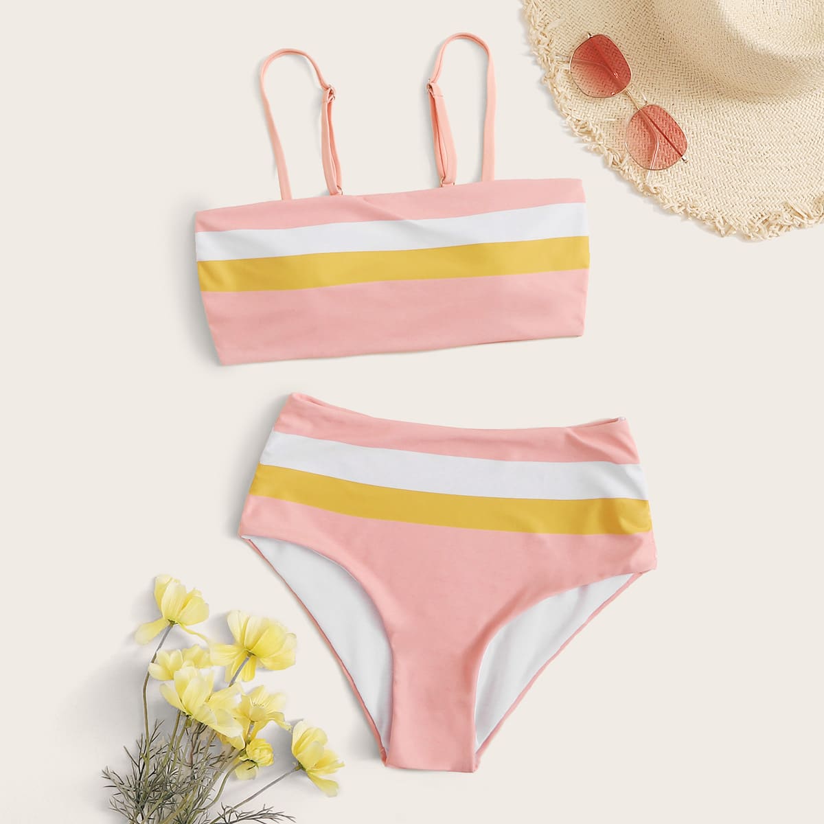 

Striped High Waist Bikini, Multicolor