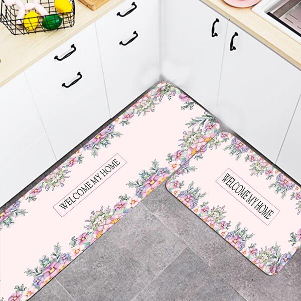 

1pc Flower Print Kitchen Carpet, Multicolor