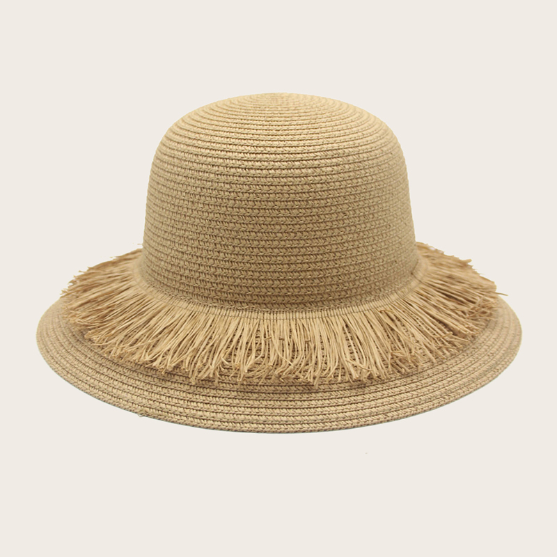 

Tassel Decor Straw Hat, Khaki