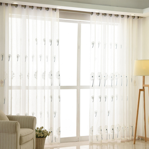 

1pc Dandelion Eyelet Sheer Curtain, White