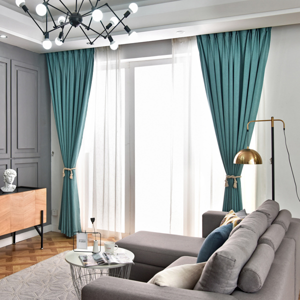 

1pc Solid Curtain, Green