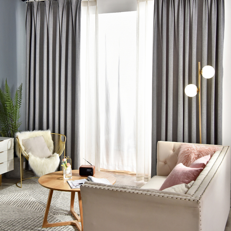 

1pc Solid Curtain, Grey