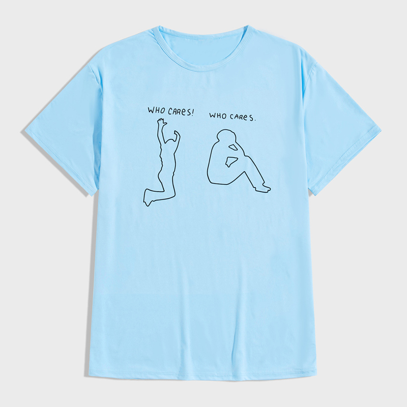 

Guys Figure And Slogan Graphic Tee, Blue