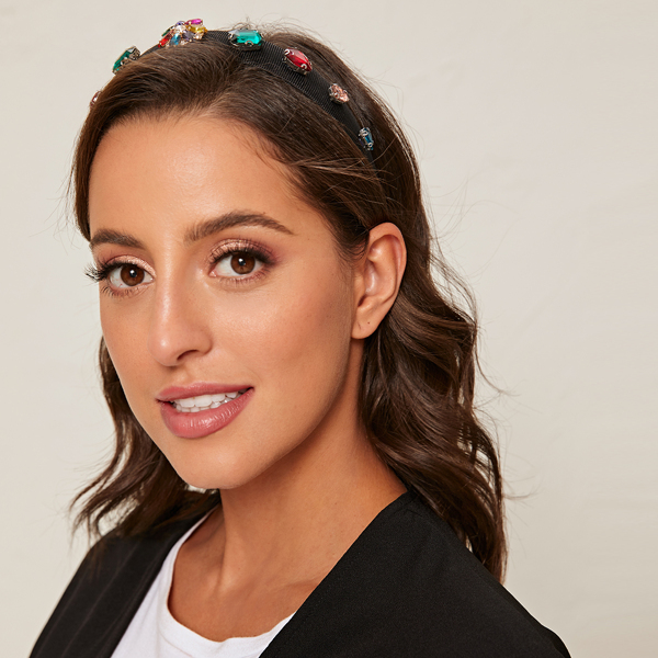 

Colorful Gemstone Decor Hair Hoop, Black