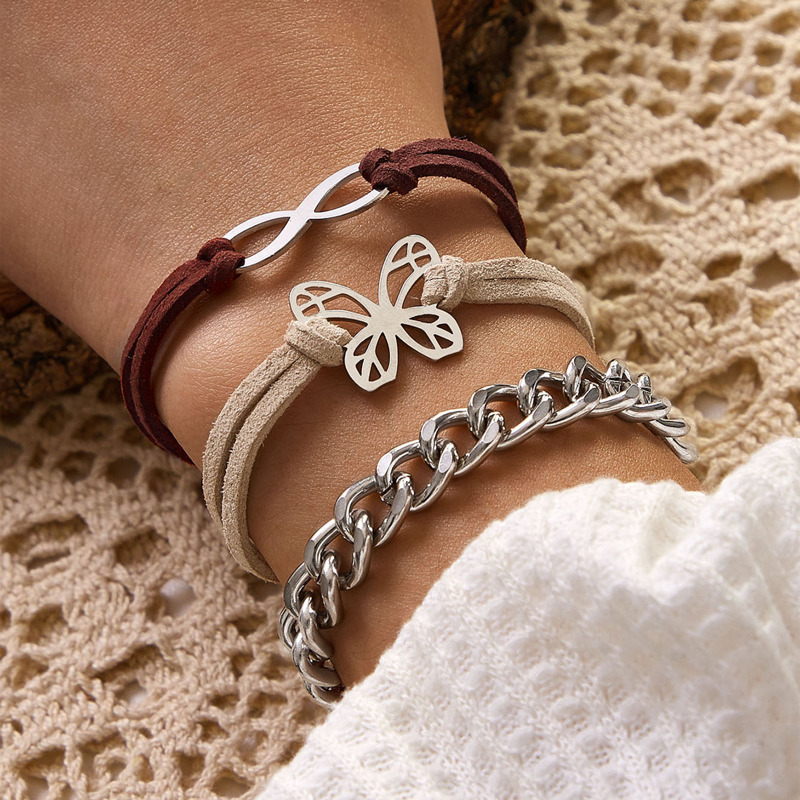 

3pcs Hollow Out Butterfly & Infinity Decor Bracelet, Multicolor