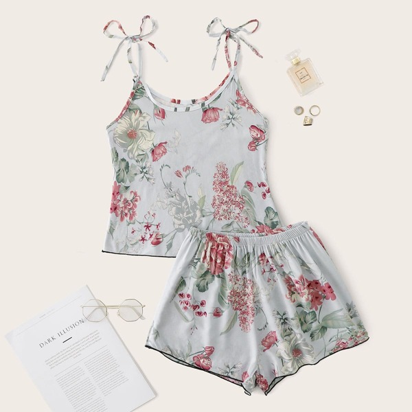 

Пижама с цветочным принтом, Серые