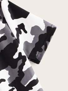 SHEIN Tween Boy Slogan Neckline Camo Tee - Multicolor - View 4