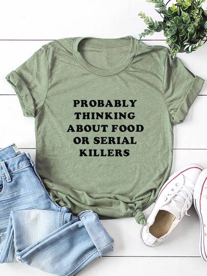 Plus Slogan Graphic Round Neck Tee