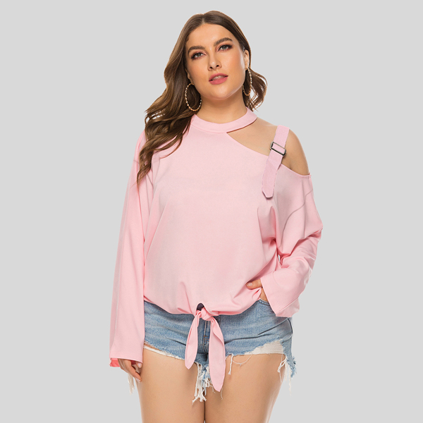 

Plus Cut Out Tie Hem Tee, Pink